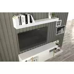 Ensemble meuble TV T722 et étagère Manon Blanc