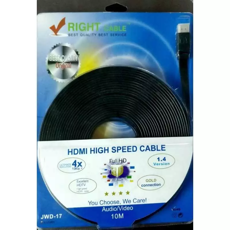 Câble HDMI plat vers HDMI JWD-17 haute puissance 10 metres