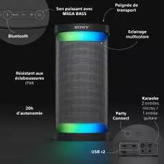 Enceinte de soirée Bluetooth Sony SRS-XP500 avec son puissant, lumières et autonomie de 20 heures Noir