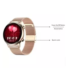 Montre intelligente pour femme Gtab GT9 Princess Edition avec écran Amoled de forme ronde de 1,1 pouces