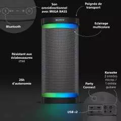 Enceinte de soirée Bluetooth Sony SRS-XP700, avec Son omnidirectionnel Puissant, lumières et autonomie de 25 Heures