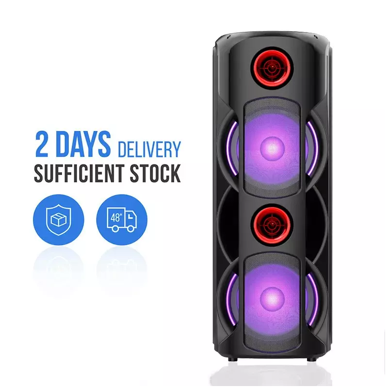 Haut parleur Bluetooth sans fil haute puissance 80W, caisson de basses Portable son Surround 360 stéréo avec micro à distance