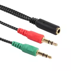 Écouteur Audio Mic Splitter Câble Adaptateur 2 Mâle à 1 Femelle 1 entrée à 2 sorties Stéréo Polybag Stock Aux Câble f