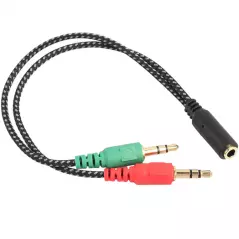 Écouteur Audio Mic Splitter Câble Adaptateur 2 Mâle à 1 Femelle 1 entrée à 2 sorties Stéréo Polybag Stock Aux Câble f