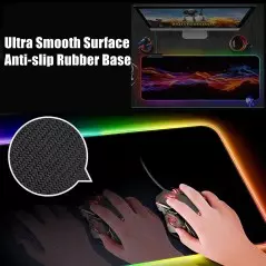 Grand tapis de souris de jeu RVB étendu ‎RS-07 Base en caoutchouc antidérapant avec 14 modes d'éclairage