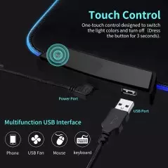 Grand tapis de souris de jeu RVB étendu ‎RS-07 Base en caoutchouc antidérapant avec 14 modes d'éclairage