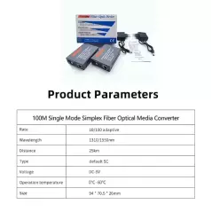 Convertisseur de média à Fiber optique 100M HTB 3100 20km convertisseur TX1310/RX1550nm SC Ethernet pour données