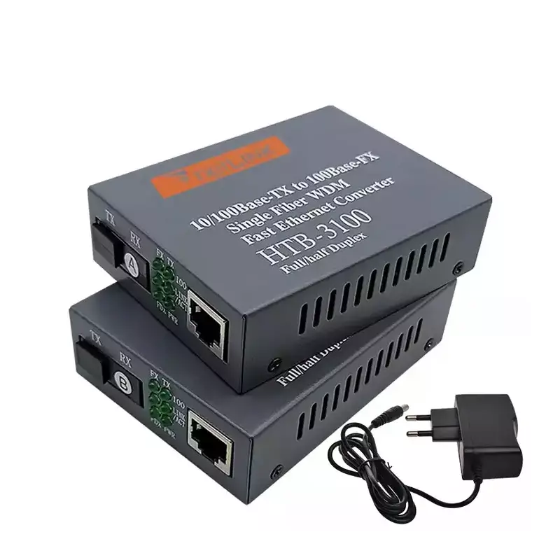 Convertisseur de média à Fiber optique 100M HTB 3100 20km convertisseur TX1310/RX1550nm SC Ethernet pour données