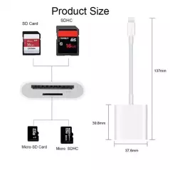 Adaptateur de lecteur de carte 2 en 1 pour iPhone USB-C transfert de photos TF SD vers téléphone