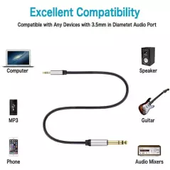 Câble audio Aux Jack 3.5mm à 6.35mm pour haut-parleur de voiture casque haut-parleur stéréo MP3/4 PC câble haut-parleur
