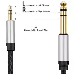 Câble audio Aux Jack 3.5mm à 6.35mm pour haut-parleur de voiture casque haut-parleur stéréo MP3/4 PC câble haut-parleur