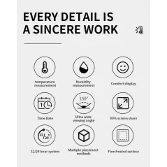 Thermo hygromètre domestique LX8116, de température et d'humidité d'horloge ultra-mince carré