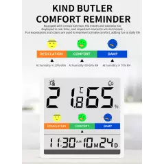 Thermomètre Hygromètre Numérique LCD | Indicateur de Confort & Horloge
