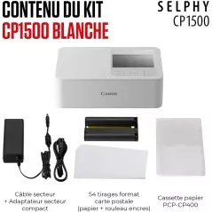 Imprimante photo Canon SELPHY CP1500 blanc (Wi-Fi  USB  Carte SD)
