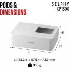 Imprimante photo Canon SELPHY CP1500 blanc (Wi-Fi  USB  Carte SD)