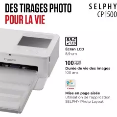 Imprimante photo Canon SELPHY CP1500 blanc (Wi-Fi  USB  Carte SD)