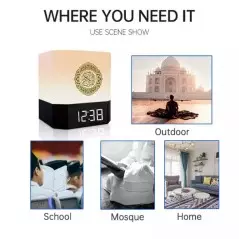 Lampe Radio Haut-parleur de Bureau EQUANTU QB303 Heure Quran Cube