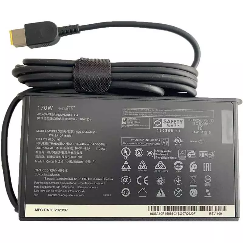 Adaptateur Secteur 170W P73 20V 8.5A pour ordinateur portable Lenovo Thinkpad SA10R16886 02DL140 ADL170SCC3A ADL170SLC3A