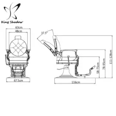 Chaise salon de coiffure, structure métallique brillante en simili-cuir noir