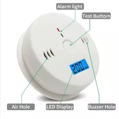 Alarme de monoxyde de carbone blanc alimentée par batterie