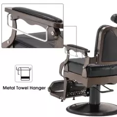 Chaise de barbier vintage en métal lourd RS-BC8754 inclinaison fauteuil de salon de beauté et de spa noir