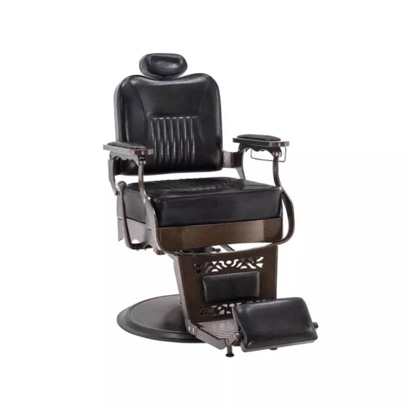Chaise de barbier vintage en métal lourd RS-BC8754 inclinaison fauteuil de salon de beauté et de spa noir