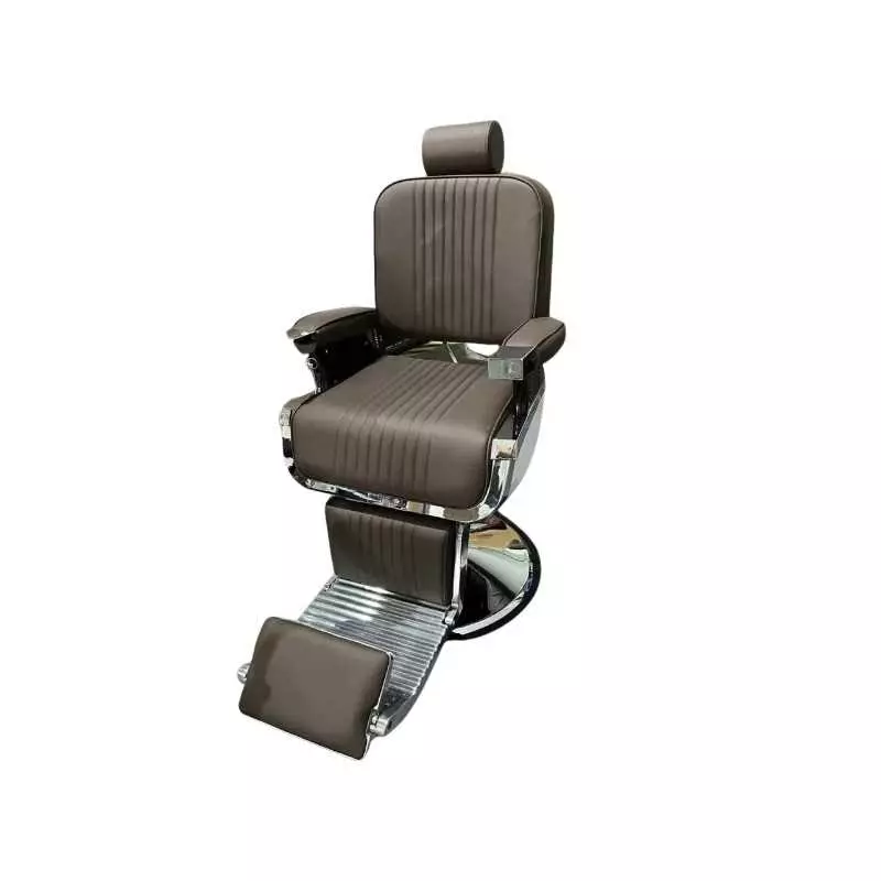 Chaise de barbier professionnel RS-BC8740BR avec un socle stable en Chrome marron