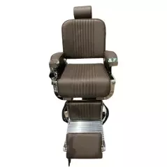 Chaise de barbier professionnel RS-BC8740BR avec un socle stable en Chrome marron