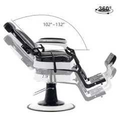 Fauteuil de barbier vintage en métal RS-BC87102WB lourd et luxueux professionnel inclinable pour salon de beauté et spa