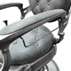 Fauteuil de barbier rétro vintage  RS-BC8799QH de luxe inclinable et rotatif pour salon de coiffure gris
