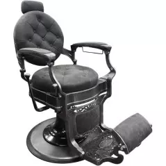 Fauteuil de barbier rétro vintage  RS-BC8799QH de luxe inclinable et rotatif pour salon de coiffure gris
