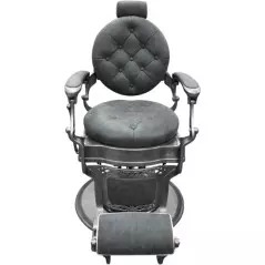 Fauteuil de barbier rétro vintage  RS-BC8799QH de luxe inclinable et rotatif pour salon de coiffure gris