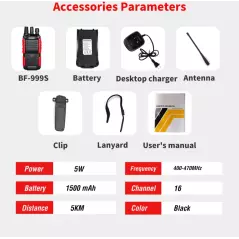 Talkie walkie Baofeng BF-999s Plus émetteur récepteur radio bidirectionnel pour la sécurité
