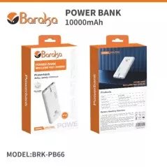 Power Bank Baraka BRK-PB66 10000mAh Blanc Avec 1 Entrée Type-C Et 2 Sorties USB + 1 Sortie Type-C