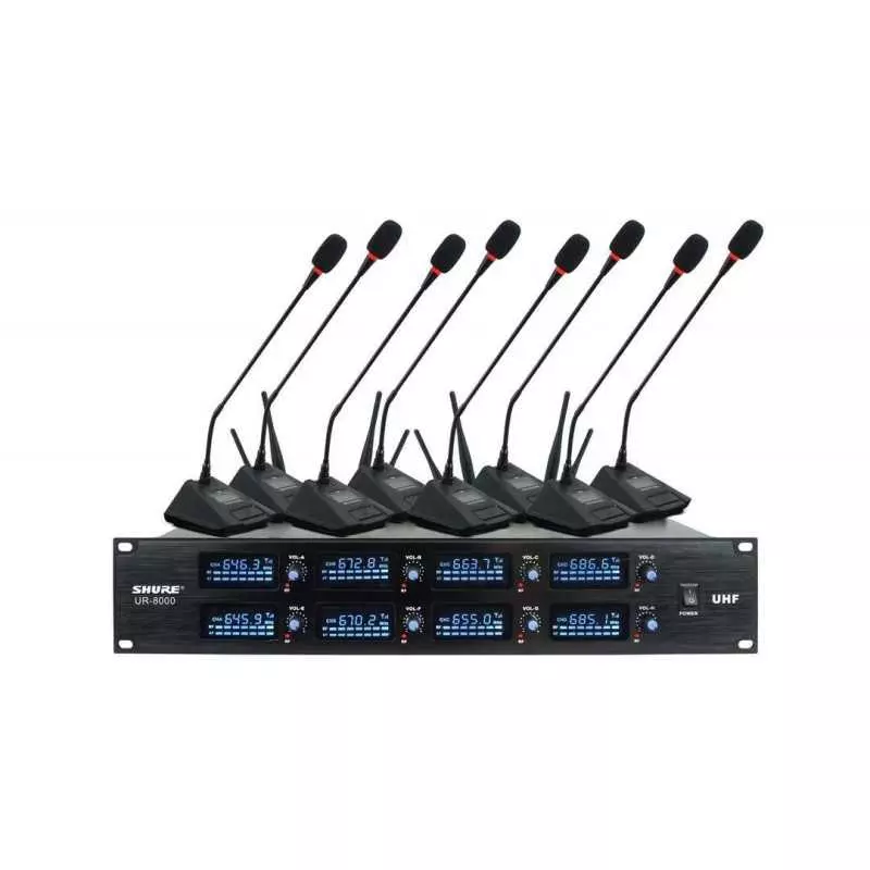 Système de microphone de conférence UHF sans fil à 8 canaux SHURE UR8000