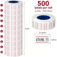 Lot de 10 rouleaux de 5000 étiquettes autocollants pour étiqueteuse Mx-5500