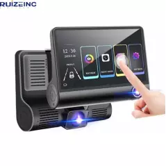 Caméra de tableau de bord DVR écran 4.0 pouces trois objectif avec caméra de recul grand angle