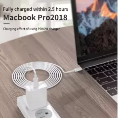 Câble de charge rapide type-c vers type-c PD 60W + 20W pour telephone MacBook IPad iphone