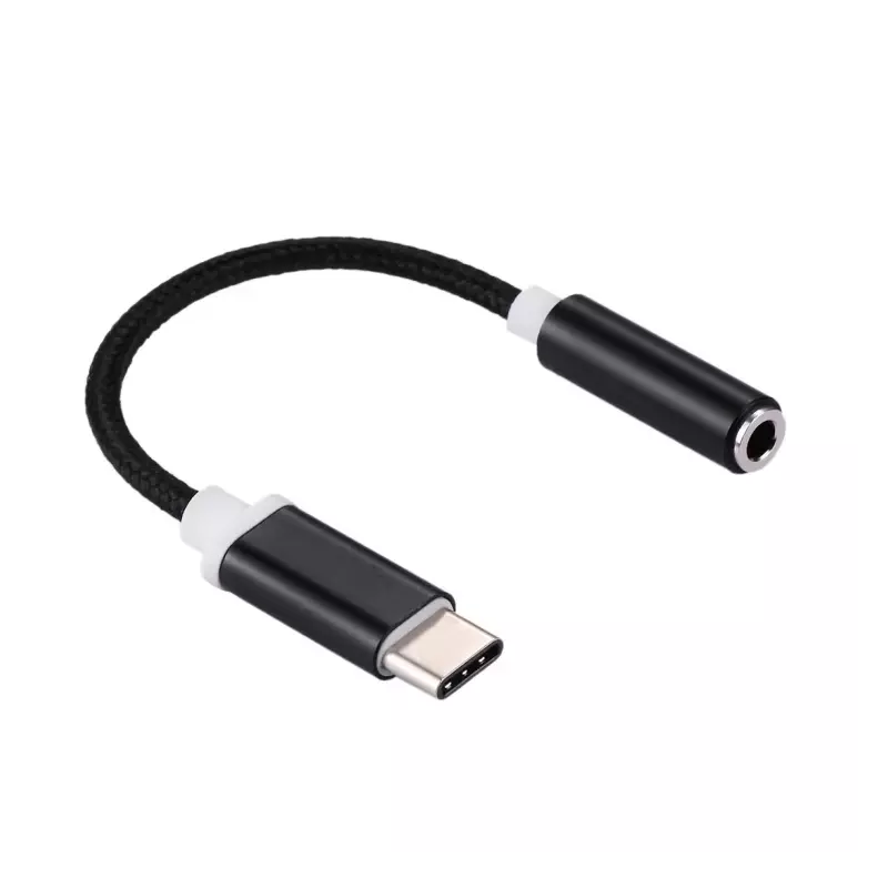 Adaptateur Audio Type-C Mâle à Jack 3.5mm Femelle Tissage Texture pour téléphone