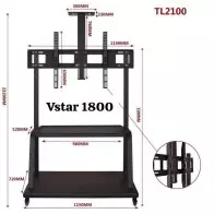 Support téléviseur sur pied mobile ultra-robuste Airflux AF-Y806-2 pour Écrans de 32 à 100 pouces