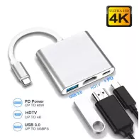 Câble multi ports 4K 3-en-1 type-c vers HDTV + port Usb3.0