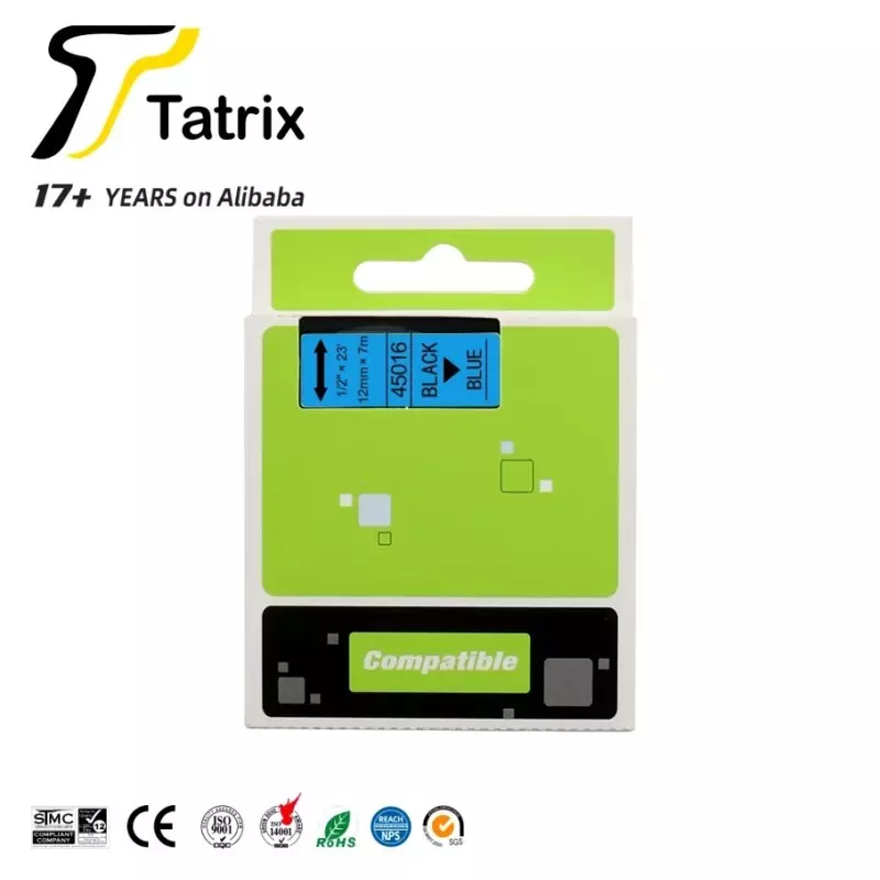 Cartouche de ruban d'étiquettes Compatible Tatrix 12mm noir transparent 45916 40917 40918 40919  pour imprimante DYMO 160 280