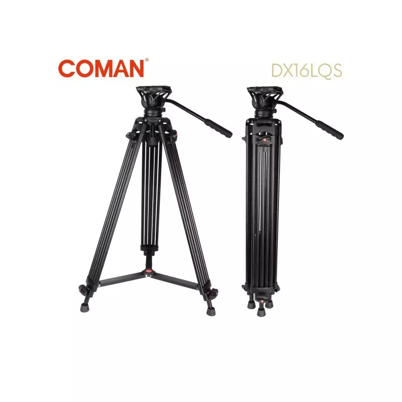 Trépied caméra professionnel en aluminium COMAN DX16LQ5S avec tête fluide Q5S