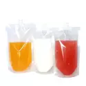 Paquets 100 Sachet en plastique transparent à bec verseur, 380ml pour boisson fait maison