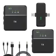 Microphone Lavalier sans fil multifonction 3 en 1 SX31 Long portée 3.5mm Jack Plug & Play compatible avec iPhone et  type C