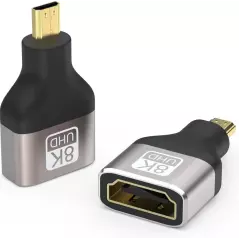 Adaptateur Micro HDMI Mâle vers HDMI Femelle 8K Plaqué Or Métal