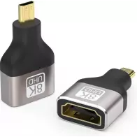 Adaptateur Micro HDMI Mâle vers HDMI Femelle 8K Plaqué Or Métal