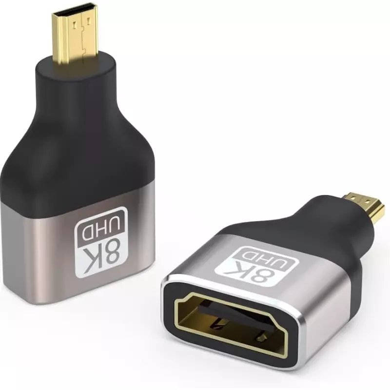 Adaptateur Micro HDMI Mâle vers HDMI Femelle 8K Plaqué Or Métal
