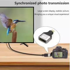 Adaptateur Micro HDMI Mâle vers HDMI Femelle 8K Plaqué Or Métal
