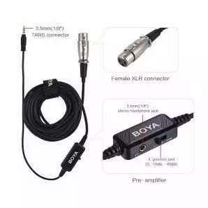 Microphone BOYA BY-BCA6 XLR 3.5mm Plug Câble pour iPad iPhone iPod Touch et autres appareils mobiles